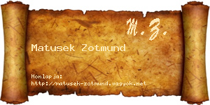 Matusek Zotmund névjegykártya